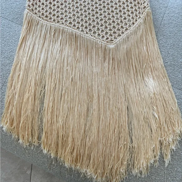 NWT A.L.C LEONA ASYMMETRIC FRINGE CROCHET SKIRT- SIZE M - Picture 5 of 9
